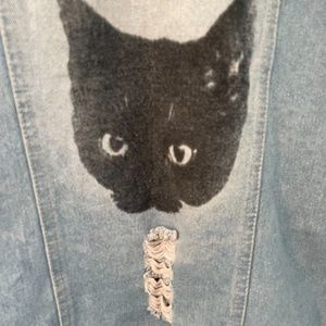 Vintage jean Jacket with Cat detail
